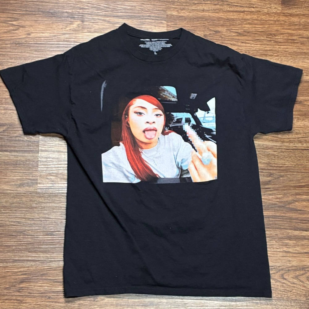 Ice Spice Graphic T-Shirt Mens Large Black Excellent Short Sleeve Rap Tee